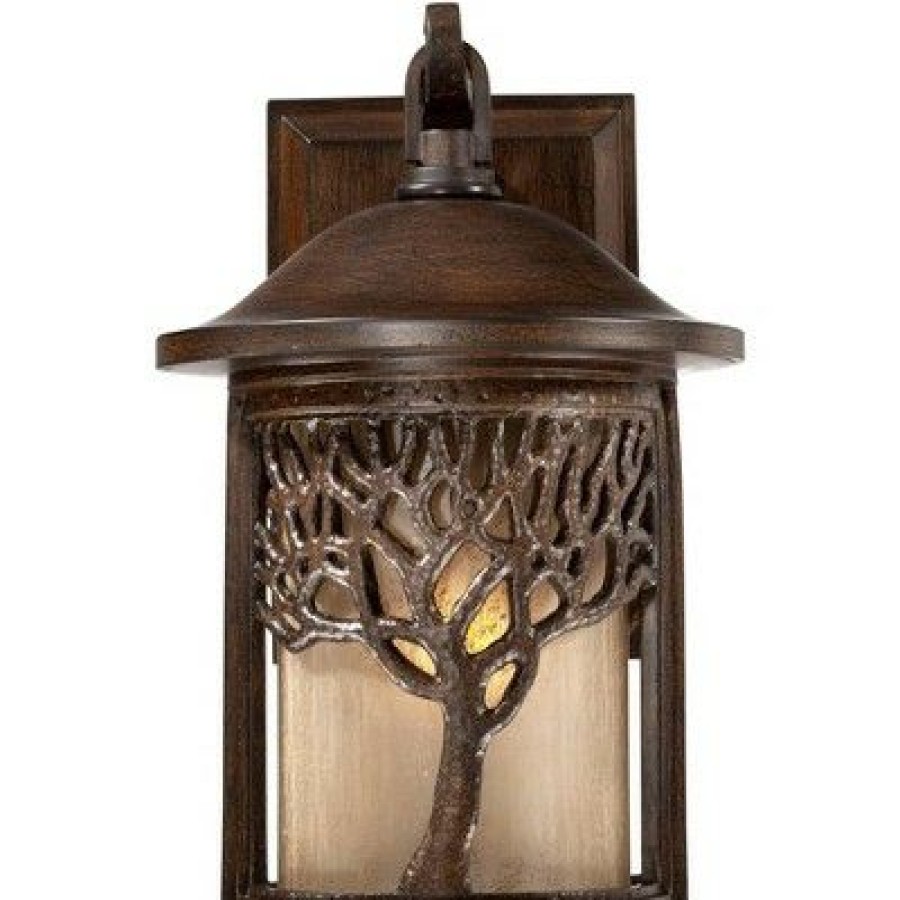 * | Best Pirce John Timberland Mission Outdoor Wall Light Fixture Bronze Tree Motif 12 1/4 Amber Glass Lantern For Exterior House Porch Patio