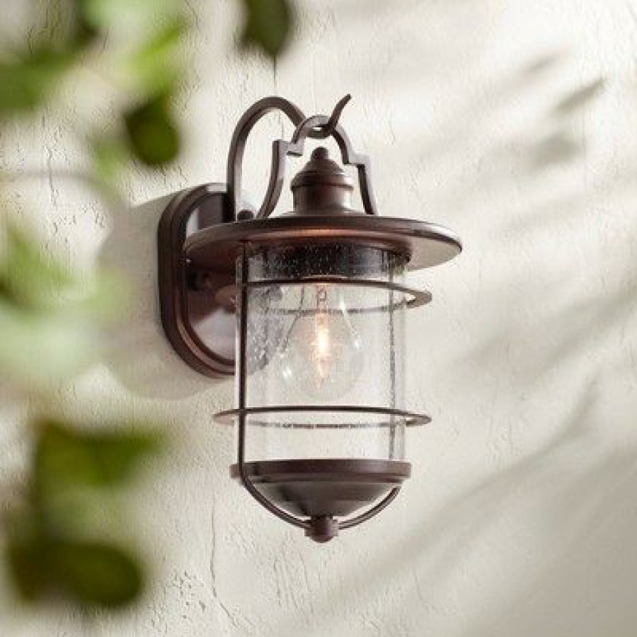 * | Best Pirce Franklin Iron Works Industrial Rustic Outdoor Light Fixture Vintage Bronze 12 Clear Seedy Glass For Exterior House Porch Patio