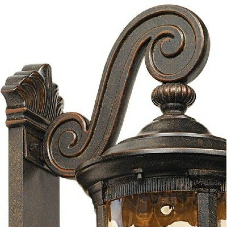 * | Best Reviews Of John Timberland Outdoor Wall Light Fixture Bronze Scroll 24 Champagne Hammered Glass For Exterior House Porch Patio