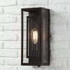 * | Coupon Possini Euro Design Modern Outdoor Wall Light Fixture Bronze Double Box 15 1/2 Clear Glass Exterior House Deck