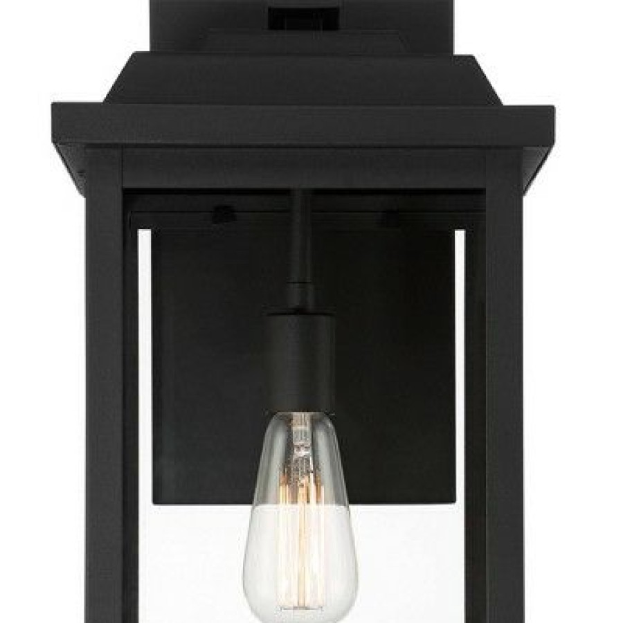 * | Brand New John Timberland Traditional Outdoor Wall Light Fixture Textured Black Metal 20 1/2 Clear Glass Panel Exterior House Porch Patio