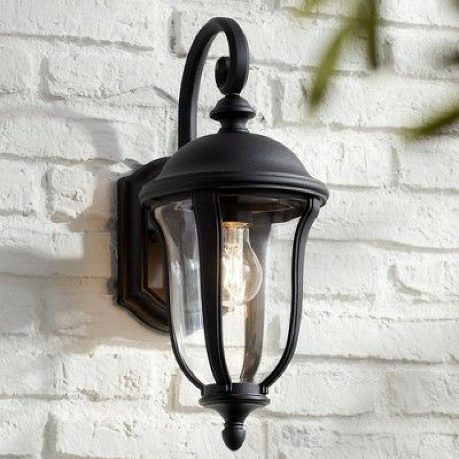 * | Buy John Timberland Traditional Outdoor Wall Light Fixture Black 16 3/4 Clear Glass Downbridge For Exterior House Porch Patio Deck