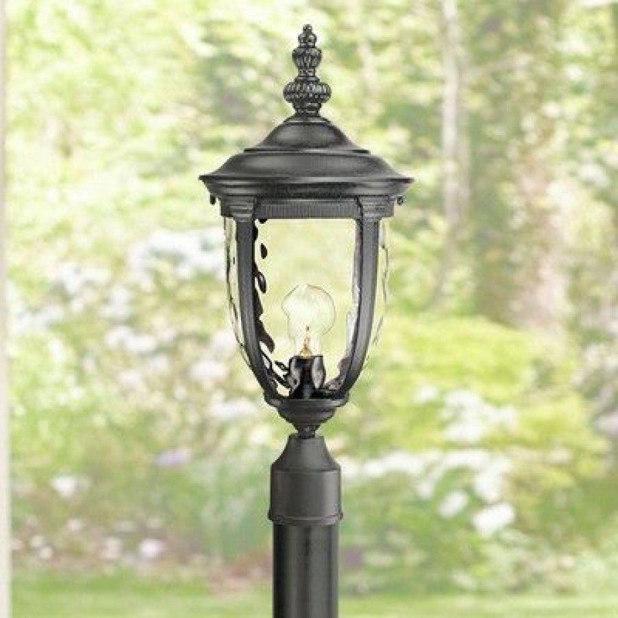 * | Best Reviews Of John Timberland Traditional Outdoor Post Light With Flat Base Pole Texturized Black 99 3/4 Clear Hammered Glass For Garden Yard