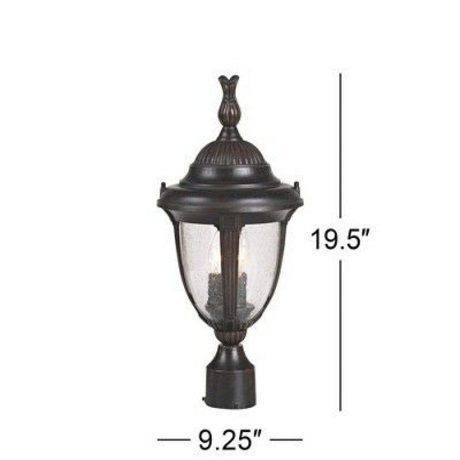 * | New John Timberland Traditional Outdoor Post Light Bronze Cast Aluminum 19 1/2 Seedy Glass For Exterior Garden Yard Driveway