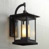 * | Budget Franklin Iron Works Modern Outdoor Wall Light Fixture Bronze Steel 16 1/2 Clear And Amber Frosted Glass For Exterior House Porch