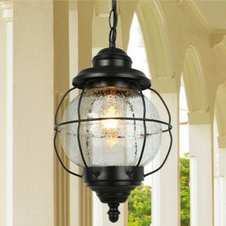 * | Wholesale Glass/Metal Outdoor Pendant Lamp Black Lnc