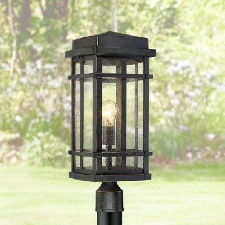 * | Wholesale John Timberland Mission Outdoor Post Light Fixture Oil Rubbed Bronze 19 1/4 Clear Seedy Glass For Exterior Garden Yard Walkway