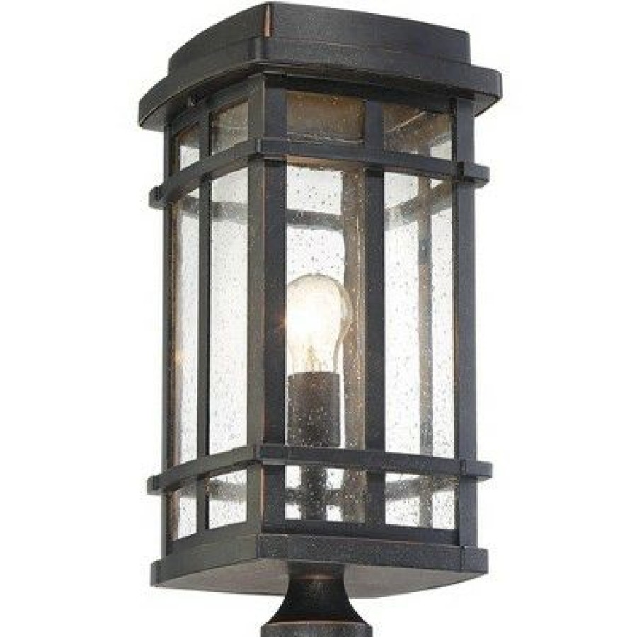 * | Wholesale John Timberland Mission Outdoor Post Light Fixture Oil Rubbed Bronze 19 1/4 Clear Seedy Glass For Exterior Garden Yard Walkway