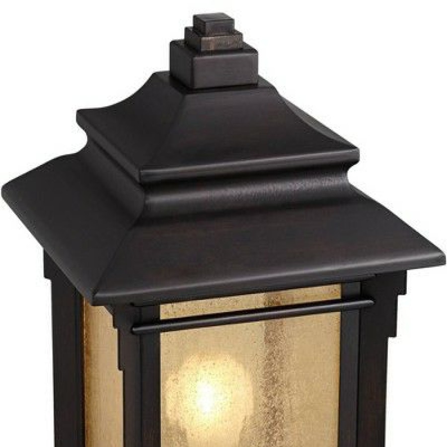 * | New Franklin Iron Works Outdoor Light Fixture Bronze 16.5 Textured Glass For Exterior House Porch Patio