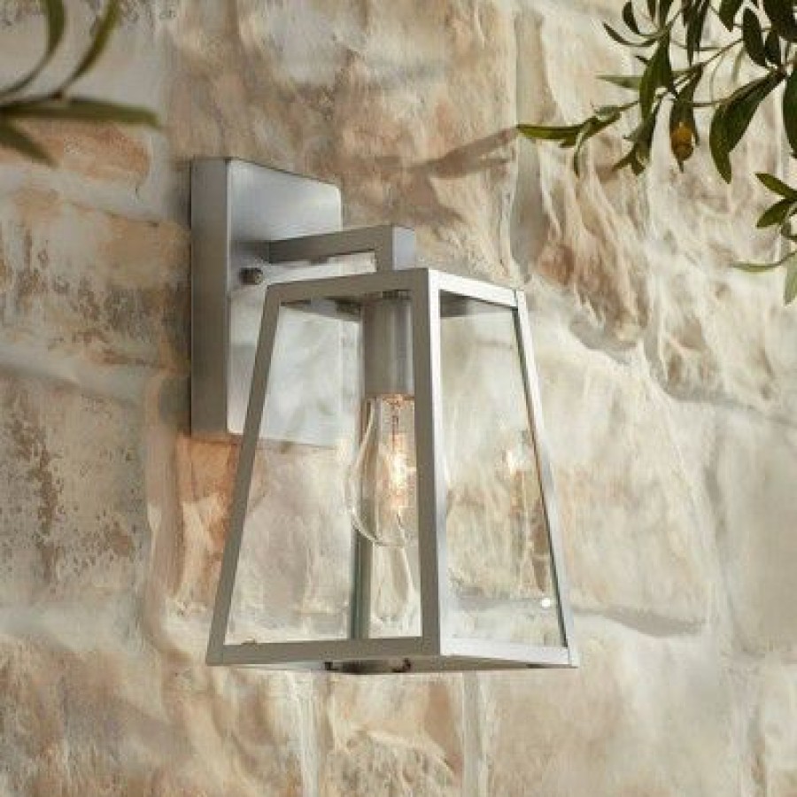 * | Flash Sale John Timberland Modern Outdoor Wall Light Fixture Sleek Silver Steel 10 3/4 Clear Glass For Exterior House Porch Patio Deck