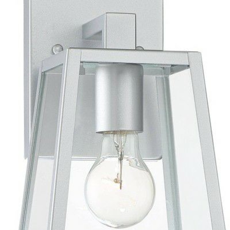 * | Flash Sale John Timberland Modern Outdoor Wall Light Fixture Sleek Silver Steel 10 3/4 Clear Glass For Exterior House Porch Patio Deck