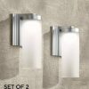 * | Best Deal Possini Euro Design Modern Outdoor Wall Light Fixtures Set Of 2 Led Silver 10 1/2 Open Bottom Frosted Glass For House Porch Patio