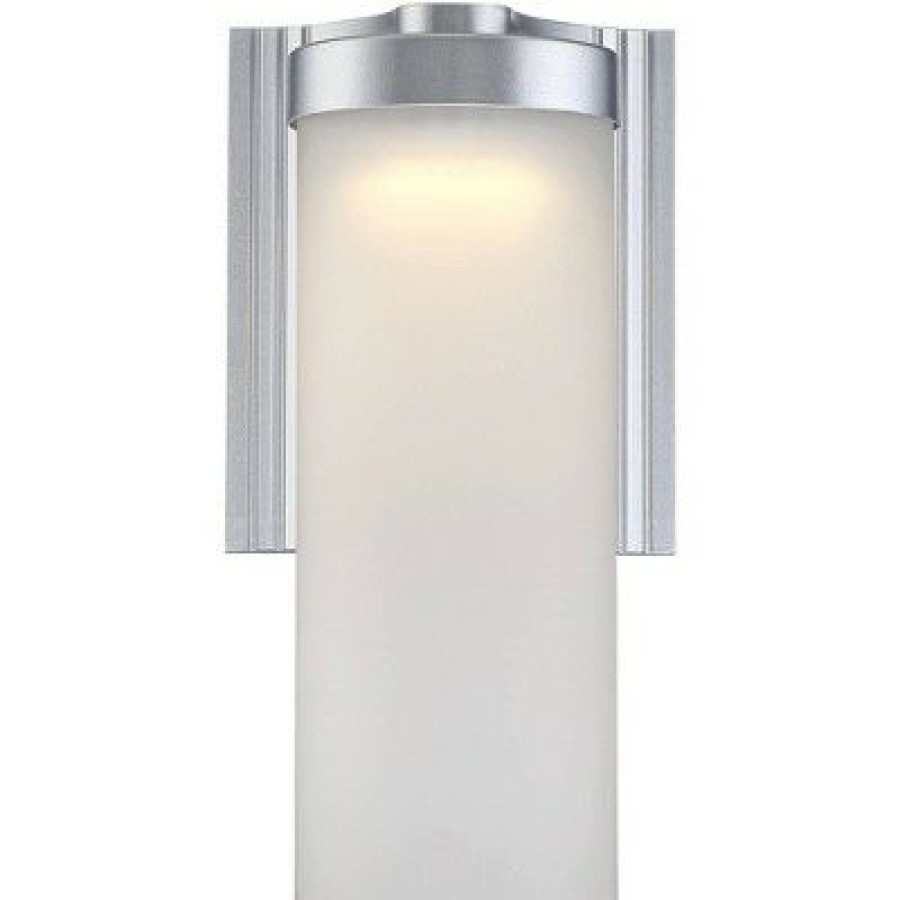 * | Best Deal Possini Euro Design Modern Outdoor Wall Light Fixtures Set Of 2 Led Silver 10 1/2 Open Bottom Frosted Glass For House Porch Patio