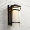 * | Budget Possini Euro Design Modern Outdoor Wall Light Fixture Bronze Metal 12 3/4 Glass Shade For Exterior House Porch Patio Outside