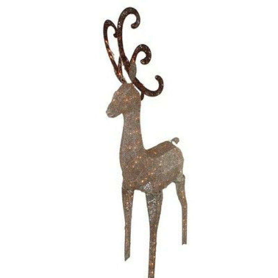 * | Deals J. Hofert Co. J. Hofert Co 66 Champagne Gold Lighted Standing Deer With Jingle Bells Outdoor Christmas Decoration