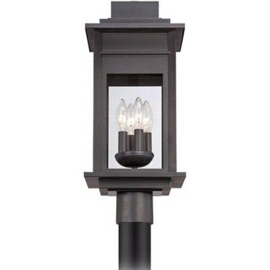 * | Discount Franklin Iron Works Rustic Outdoor Post Light Fixture Led Black Specked Gray 35 1/2 Clear Glass For Exterior Garden Yard Driveway