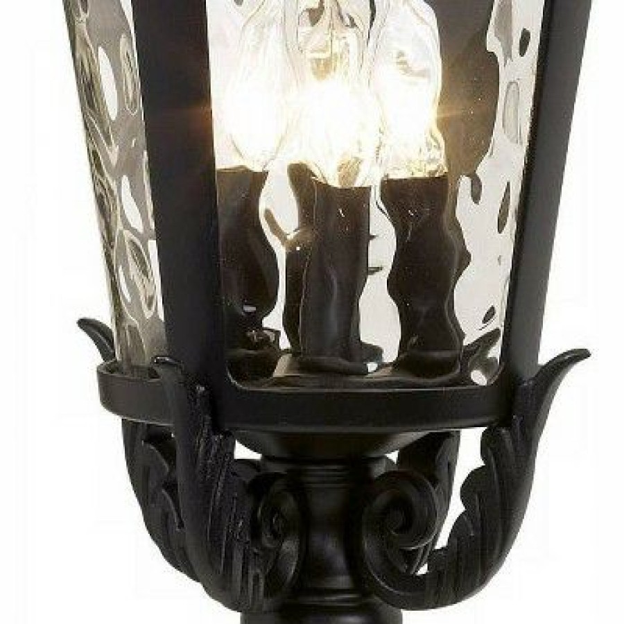 * | Discount John Timberland Mediterranean Outdoor Wall Light Fixture Textured Black Scroll 27 1/2 Clear Hammered Glass For Porch Patio House