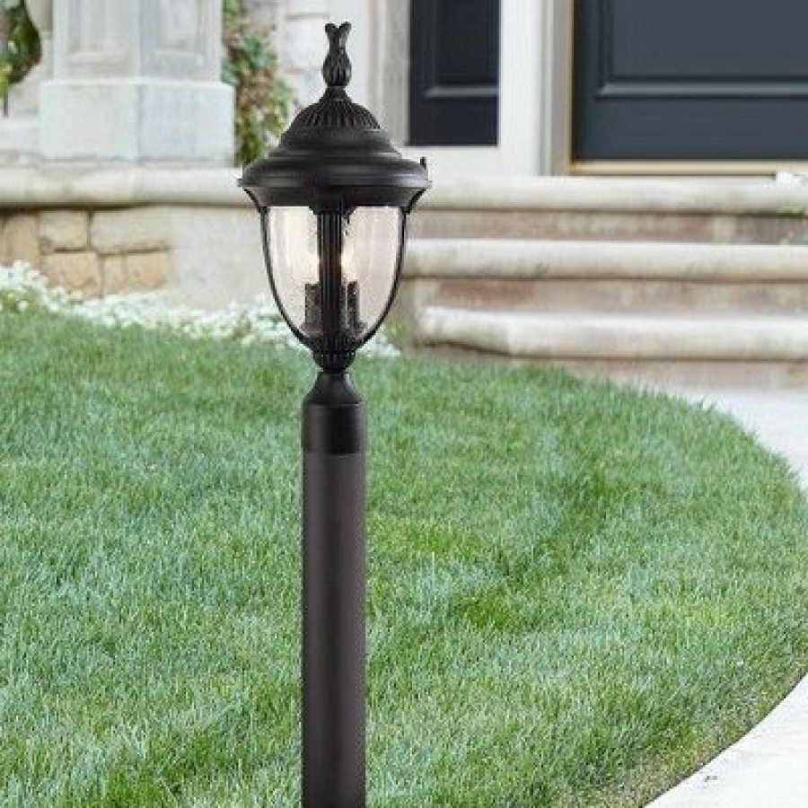 * | Cheapest John Timberland Traditional Outdoor Post Light Fixture Led Black 35 1/2 Seeded Glass For Exterior Garden Yard Driveway Walkway