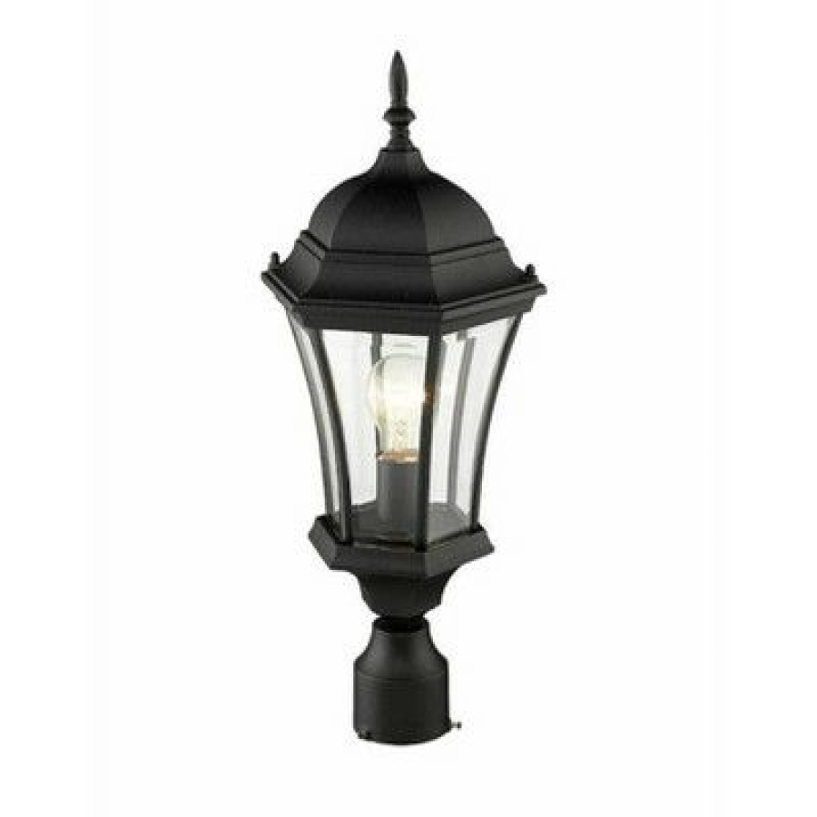 * | Budget 1 Light Outdoor Incandescent Post Sconce Black Aurora Lighting