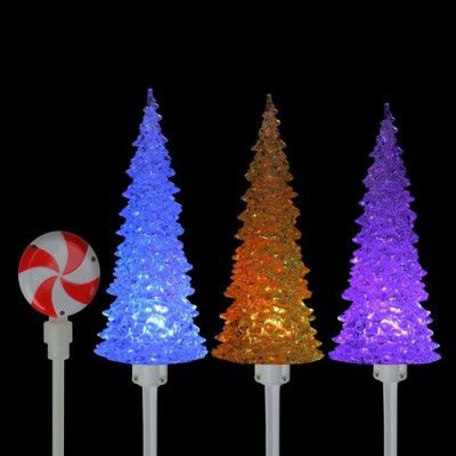 * | Outlet J. Hofert Co. J. Hofert Co 18.9 Prelit Artificial Christmas Tree Musical Color Changingpathway Marker Lawn Stakes 3Ct- Multicolor Led Lights