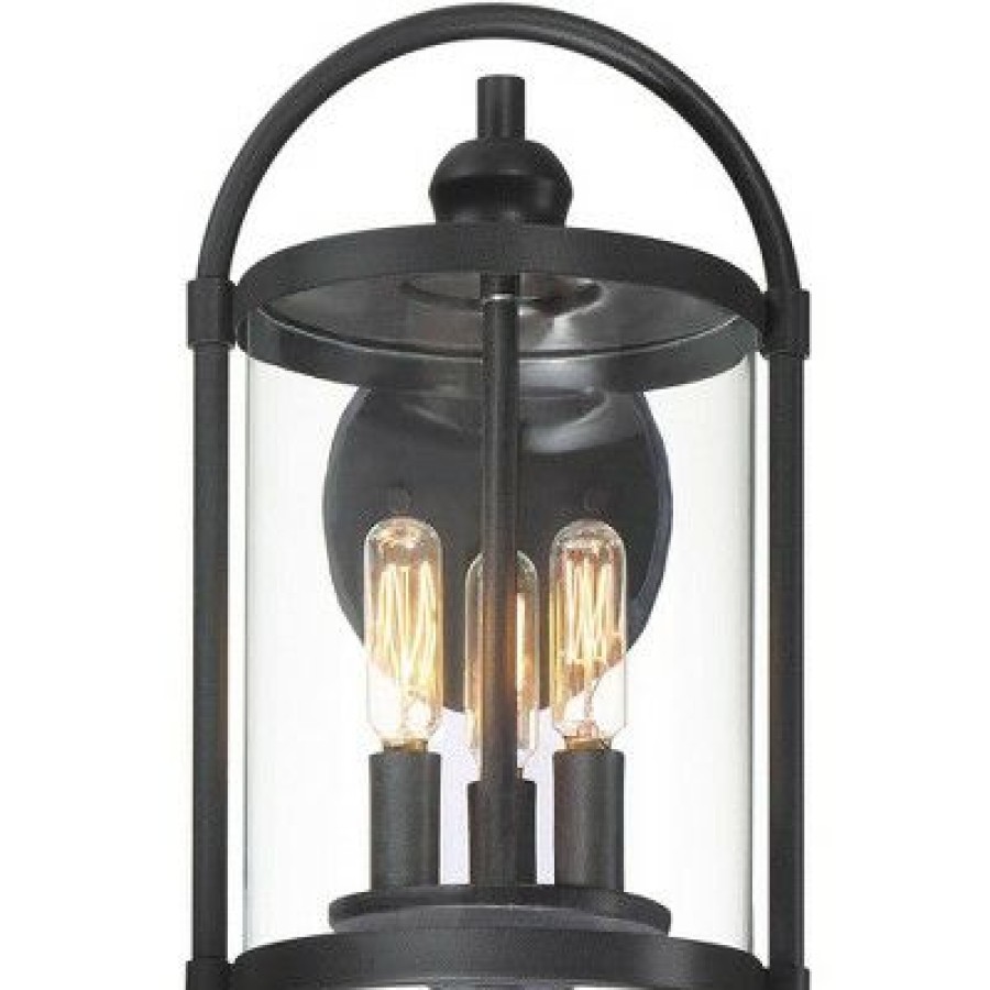 * | Best Sale John Timberland Modern Outdoor Wall Light Fixture Black 13 Cylindrical Glass For Exterior House Porch Patio Deck Entryway