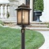 * | Deals Franklin Iron Works Mission Outdoor Post Light Fixture Led Walnut Bronze 37 1/2 Frosted Cream Glass Exterior Garden Yard Driveway