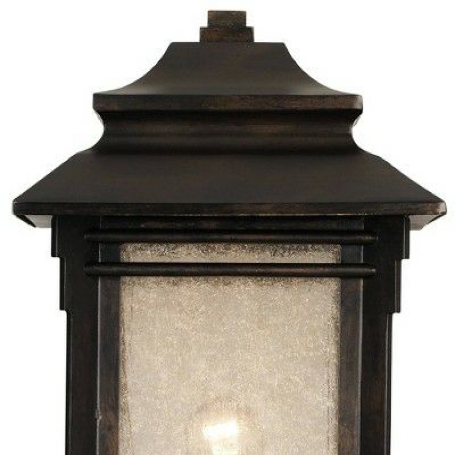 * | Deals Franklin Iron Works Mission Outdoor Post Light Fixture Led Walnut Bronze 37 1/2 Frosted Cream Glass Exterior Garden Yard Driveway