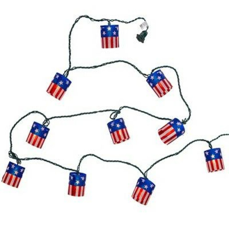 * | New Pawtriotic Patriotic 30.0 American Flag Tube Light Set Stars Stripes Christmas Novelty Sculpture Lights