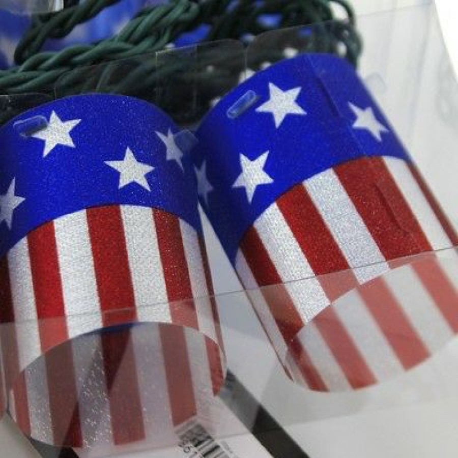 * | New Pawtriotic Patriotic 30.0 American Flag Tube Light Set Stars Stripes Christmas Novelty Sculpture Lights