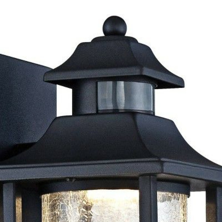 * | Cheap John Timberland Outdoor Wall Light Fixture Led Black Lantern 11 1/2 Clear Crackled Glass Dusk To Dawn Motion Sensor For House