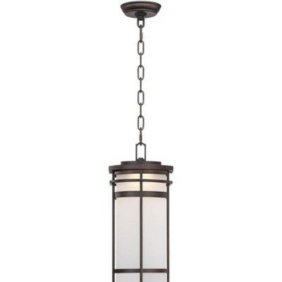 * | Outlet Possini Euro Design Modern Outdoor Hanging Lighting Fixture Bronze Metal 16 1/4 Led Etched Glass Shade For Exterior House Porch