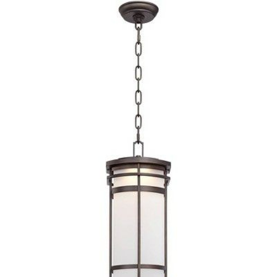 * | Outlet Possini Euro Design Modern Outdoor Hanging Lighting Fixture Bronze Metal 16 1/4 Led Etched Glass Shade For Exterior House Porch