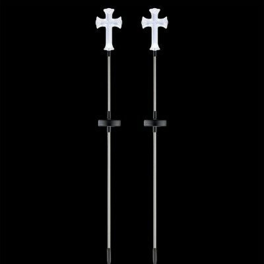 * | Brand New Alpine Corporation 2Pk 34" Solar Cross Pathway Lights