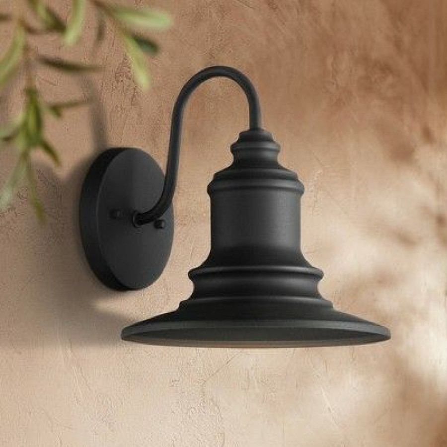 * | Budget Possini Euro Design Industrial Farmhouse Outdoor Barn Light Fixture Textured Black 9 1/2 For Exterior House Porch Patio Deck