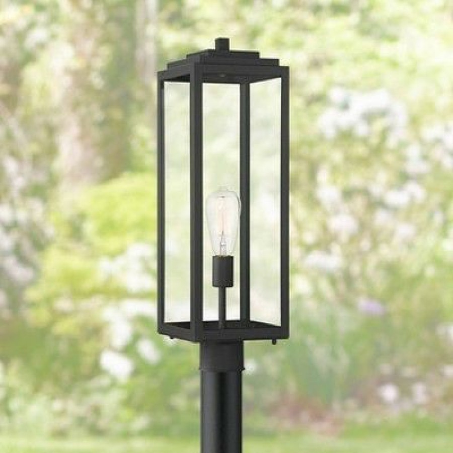 * | Discount John Timberland Modern Contemporary Outdoor Post Light Fixture Mystic Black 21 3/4 Clear Glass Exterior House Porch Patio Outside