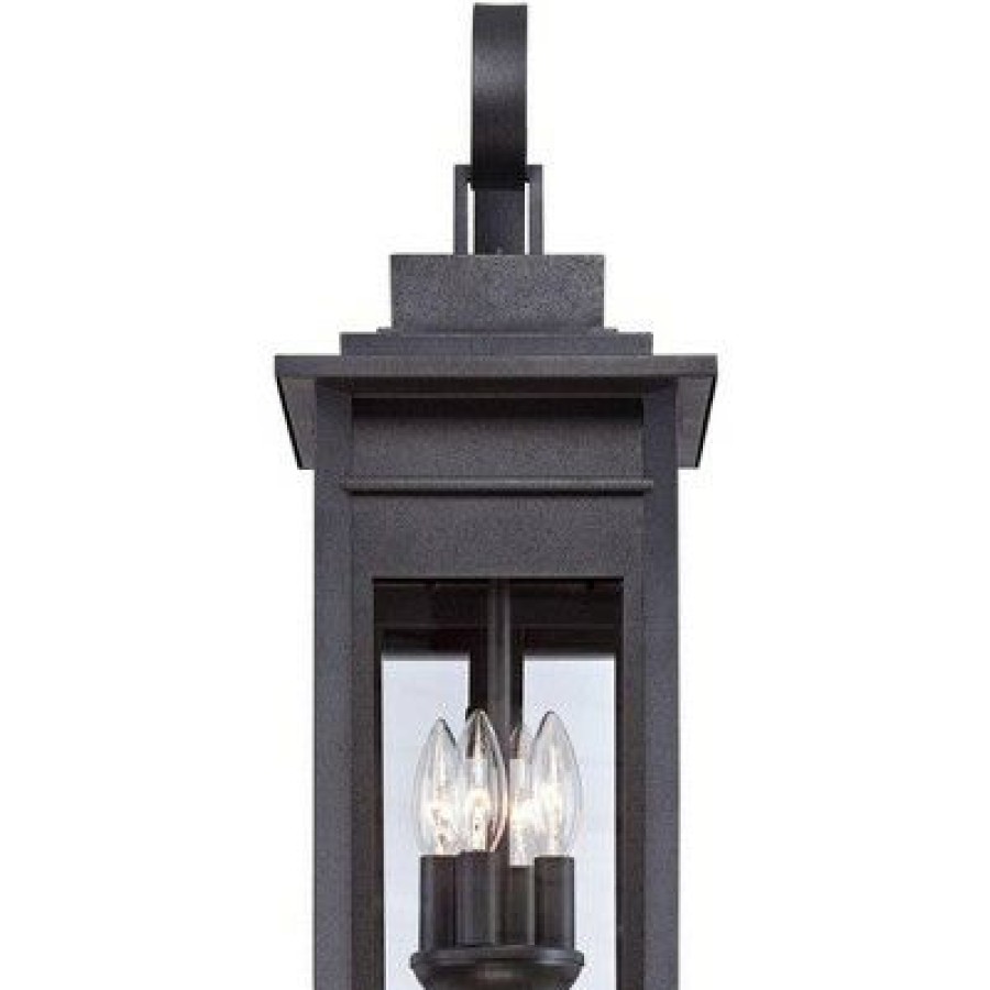 * | Best Deal Franklin Iron Works Traditional Outdoor Wall Light Fixture Black Specked Gray Carriage 21 Clear Glass For Exterior Patio Porch