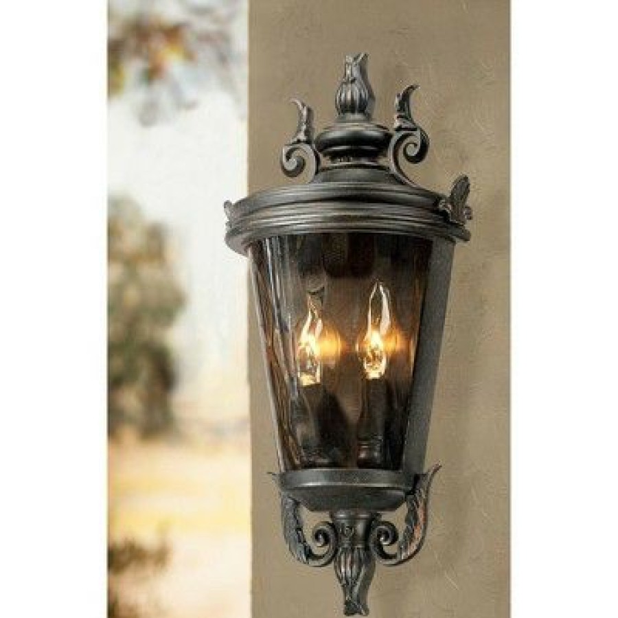 * | Cheap John Timberland Traditional Outdoor Light Fixture Veranda Bronze Scroll 17 Champagne Hammered Glass For Exterior Porch