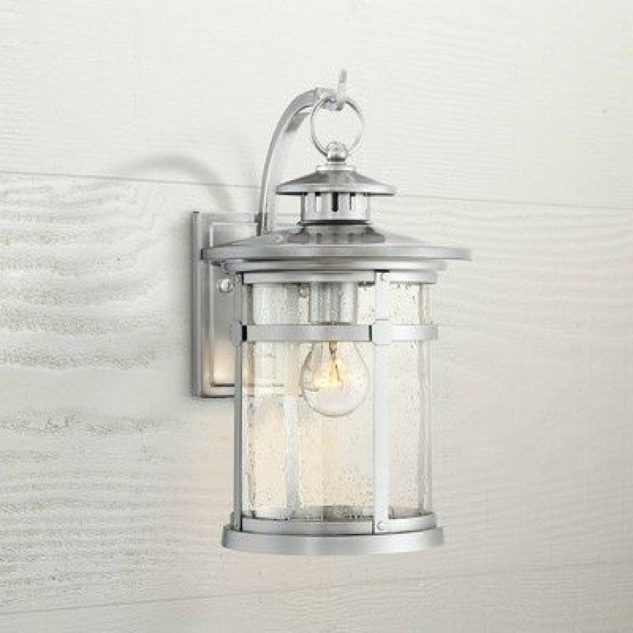 * | Coupon Franklin Iron Works Industrial Outdoor Wall Light Fixture Chrome 11 1/2 Clear Seedy Glass Lantern For Exterior House Porch Patio