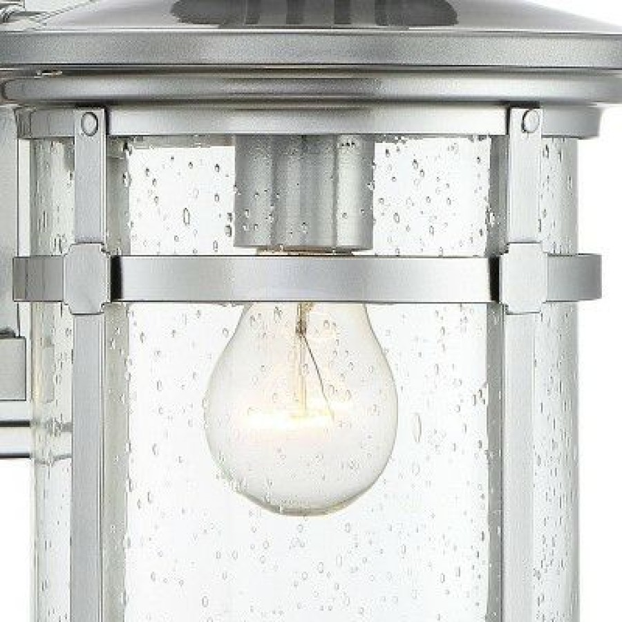 * | Coupon Franklin Iron Works Industrial Outdoor Wall Light Fixture Chrome 11 1/2 Clear Seedy Glass Lantern For Exterior House Porch Patio