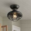 * | Wholesale Franklin Iron Works Farmhouse Vintage Outdoor Ceiling Light Fixture Black 8 1/2 Open Metal Cage For Exterior House Porch Patio