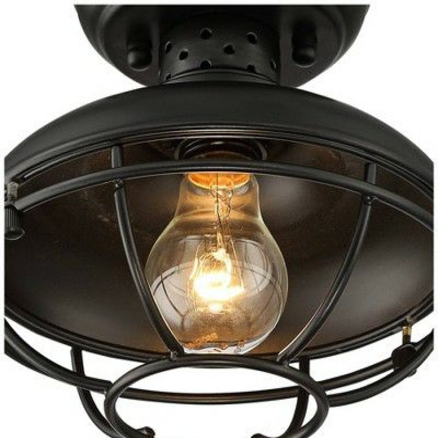 * | Wholesale Franklin Iron Works Farmhouse Vintage Outdoor Ceiling Light Fixture Black 8 1/2 Open Metal Cage For Exterior House Porch Patio