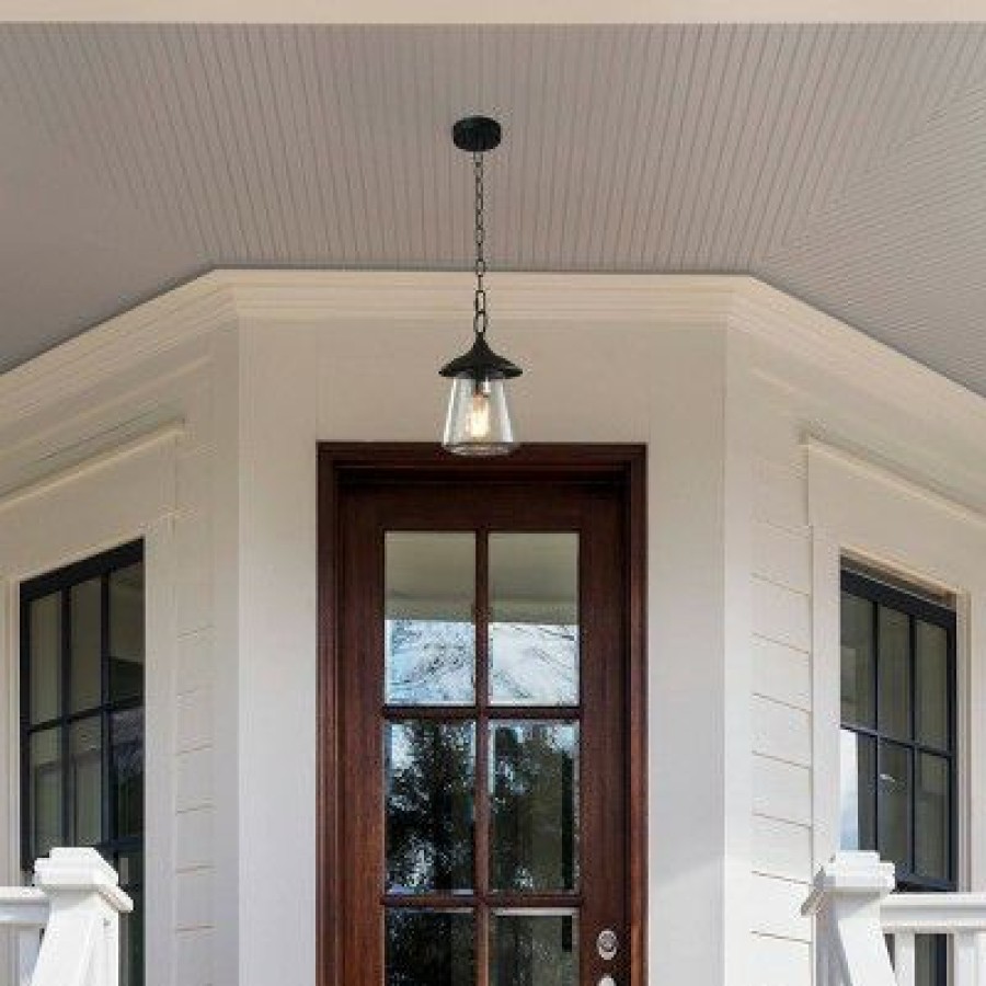 * | Wholesale 9.5" Metal/Glass Outdoor Pendant Light Black Lnc