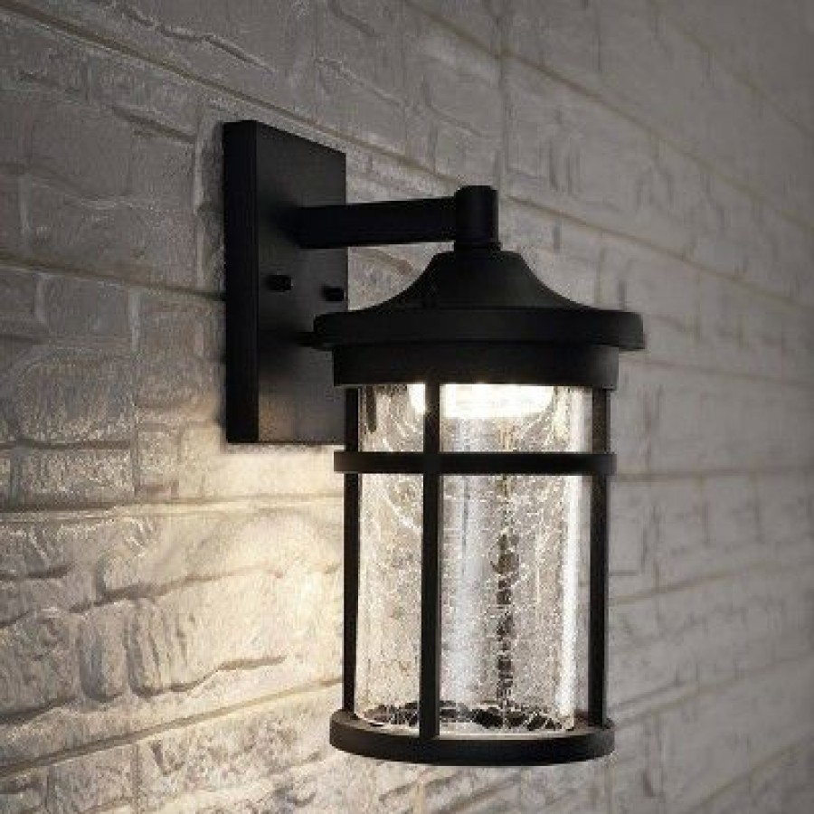 * | Best Deal Jonathan Y Led Glass/Metal Outdoor Wall Lantern Crackled Sconce Black Jonathan Y