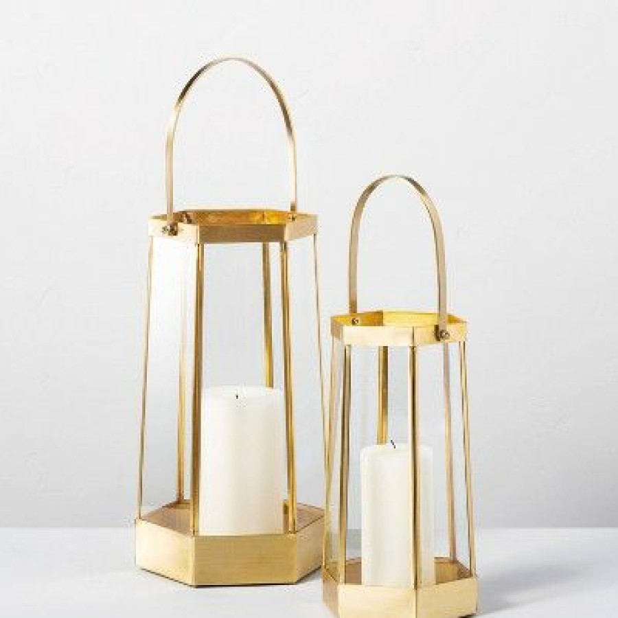 * | Budget Hearth & Hand With Magnolia Brass & Glass Hexagonal Lantern Hearth & Hand With Magnolia