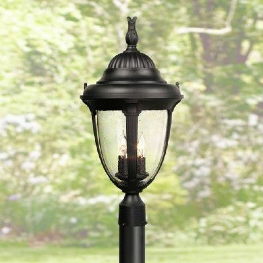 * | Buy John Timberland Outdoor Post Light Fixture Black Colonial 24 1/2 Seeded Glass For Exterior Garden Yard Patio Driveway