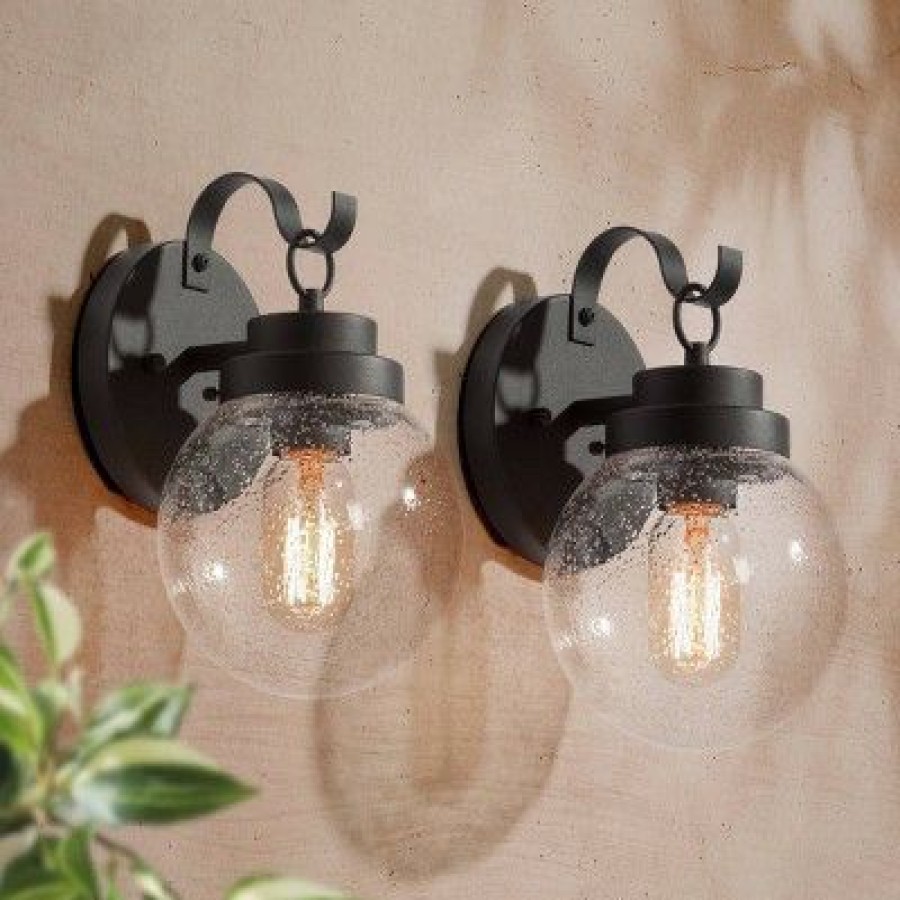 * | Wholesale 2Pk Metal/Glass Globe Outdoor Wall Lamps Lnc