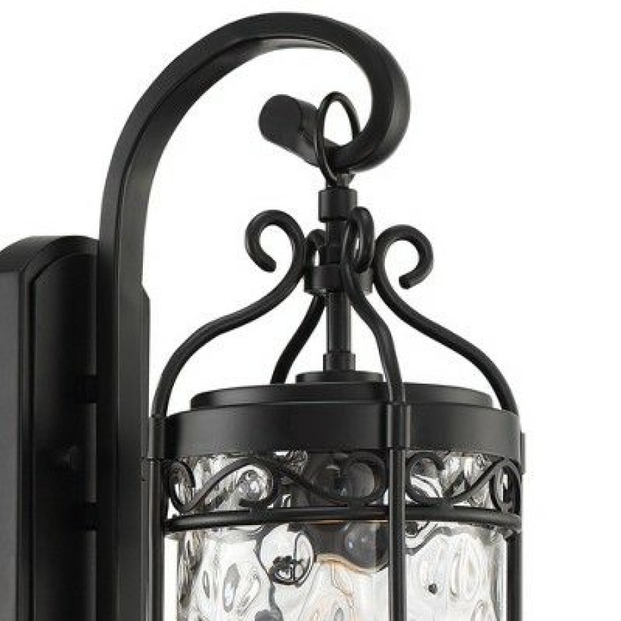 * | Coupon John Timberland Outdoor Wall Light Fixture Matte Black 19 Clear Hammered Glass For Exterior House Porch Patio Deck