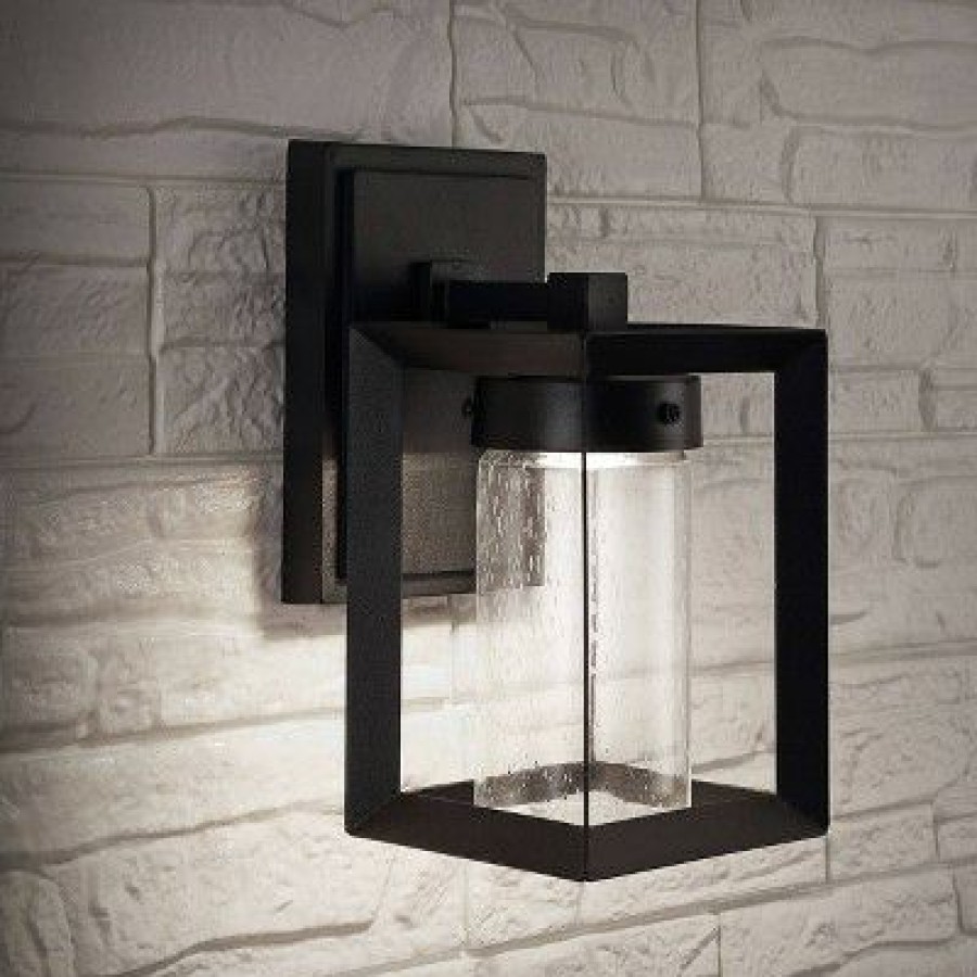 * | Best Sale Jonathan Y 6.75" Led Glass/Metal Outdoor Cube Bubble Sconce Black Jonathan Y