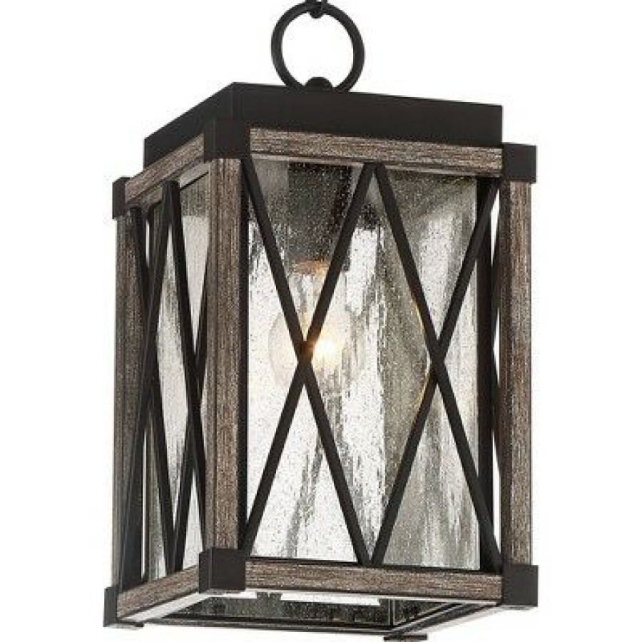 * | Outlet Possini Euro Design Rustic Outdoor Ceiling Light Hanging Bronze Wood Finish 14 1/2 Clear Seedy Glass Lantern Exterior House Porch Patio