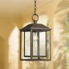 * | Promo Franklin Iron Works Mission Outdoor Ceiling Light Hanging Bronze 16 3/4 Textured Glass Lantern For Exterior House Porch Patio